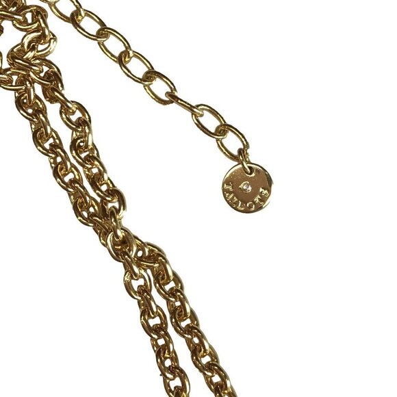 Talbots Necklace Double Strand Gold Tone Chain Stripe Beaded Detail Adjustable L - Picture 3 of 3